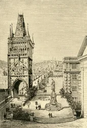 Kilátás Prágában – A hídtorony, 1890.