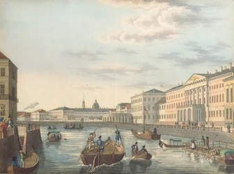 Kilátás a Fontanka folyóra Szentpéterváron, 1820-as évek