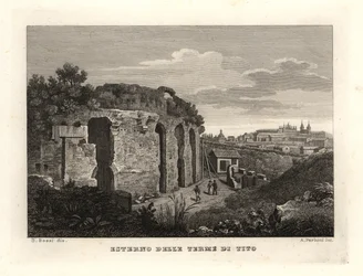 Kilátás a Titus, Thermae Titi, Terme di Titus fürdőinek kívülre