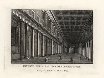 Kilátás a Santa Maria Maggiore-bazilika belsejére, a Szent Mária-templom, Róma