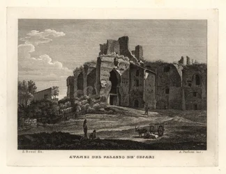 Kilátás a Cézárok Palotájának romjaira, a Palazzo de
