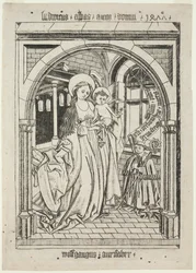 Szűz és gyermek, térdelő Ludwig apát, 1400-as évek.