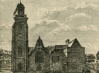 A St. Martins-in-the-Fields régi templom nyugati képe, 1721-ben, 1881-ben lebontották.