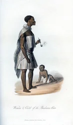 A Bushman Race nő és gyermeke, 1848