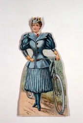 Nő kerékpáros ruhában, amerikai, 1900