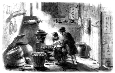 Nő süteményeket készít a kínai újévre, 1861