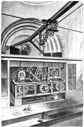Az óra működő részei a londoni Royal Exchange-ben, 1866