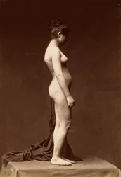 Fiatal nő, akt, teljes alak profilban, 1860-as évek.