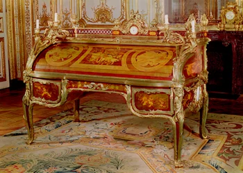 Bureau du Roi, Oeben és Riesener, intarzia és ormolu, 1760-69