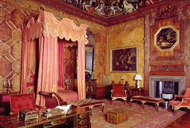 Chatsworth House, állami hálószoba 1687-1707, Derbyshire, Egyesült Királyság