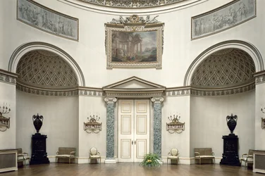 Kedleston Hall, The Saloon, Derbyshire, Egyesült Királyság, Robert Adam (1728-92) tervezte, 1763-ban elkészült