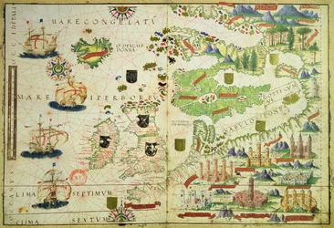 Európa térképe Pedro és Jorge Reinel „Miller-atlasz” és Lopo Homem 1519-ben készült fakszimiléjéből