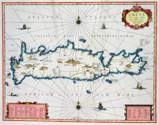 Kréta szigetét ábrázoló térkép, 1570 körül, Abraham Ortelius (1527-98)