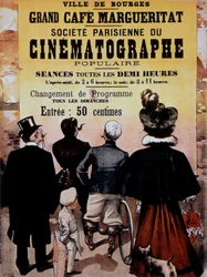 Kinematográfus reklám Bourges-ban, Franciaországban, kb. 1895