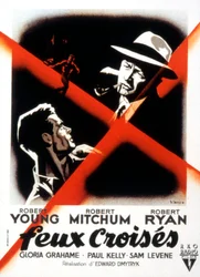Crossfire filmplakát, Edward dMytryk Robert Young Robert Mitchummal és Robert Ryannel, 1947