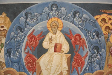 Apokalipszis. Saint-Antoine-le-Grand ortodox templom Saint-Laurent-en-Royans Franciaország