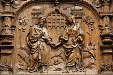 Szent Dénes-bazilika, Goillon-kápolna standjai (16. század eleje), Szűz Mária és József házasságának ábrázolása, Saint-Denis, Franciaország