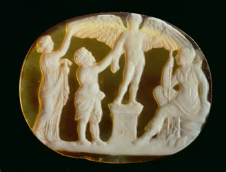 Ikarosz és Daedalus Cameo Perszephonéval és Artemisszel