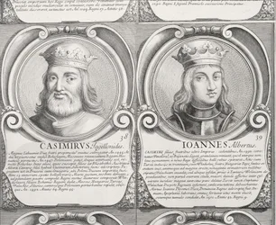 IV. Jagelló Kázmér és Olbracht Jan I. sz. 38. és 39. „A lengyelek hercegeinek és királyainak kronológiai sorozata” (metszet)