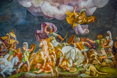 Mennyezetfestés Palazzo Ducale, Királyi Palota, Castel San Giorgio, Mantova, Lombardia, Olaszország, Európa (fotó)