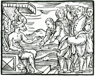 A boszorkányság ábrázolása. 16. század (metszet)