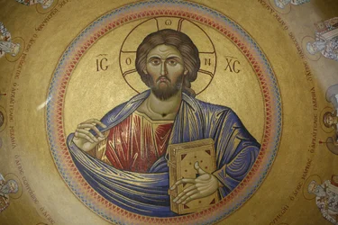 A Katholikon görög ortodox templom kupolája a Szent Sír templomban, Jeruzsálem, Izrael