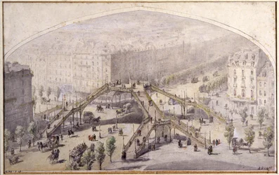 Gyaloghíd Párizsban, 1880 körül (rajz)