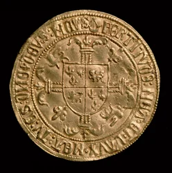 Francia Károly, Aquitánia hercege (1433-1477) Or-erődje hátoldalon címerrel, Bordeaux-ban ütve