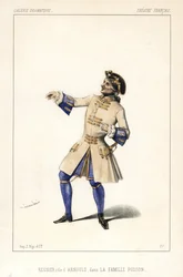 Francois Regnier mint Arnould a Joseph Isidore Samson által rendezett La Famille Poisson című darabban, Theatre Francais