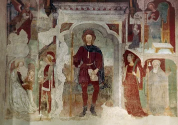 Jeanne d Arc freskó, Fontana Isteni Szeretet Szűzanya kegyhelye, Casalmaggiore, Lombardia, Olaszország