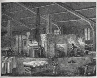 Üvegkészítés, 1880 körül (metszet)