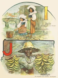 I J: Olaszország, Jamaica - A két világ ABC-je. Emile Guerin, kiadó, Párizs, 1900 körül. Méretek: 27,5 x 21,5 cm