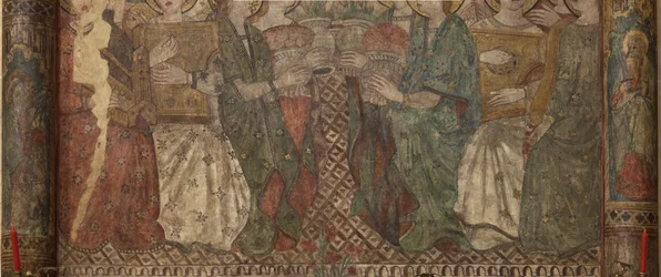 Belső. Északi átkelőhely. Oltár (Altar de las pinturas murales). Eredeti a főkápolnából. Falfestmények (freskó?). Részlet. 14. század vége.