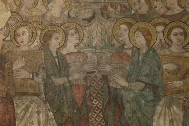 Belső. Északi átkelőhely. Oltár (Altar de las pinturas murales). Eredeti a főkápolnából. Falfestmények (freskó?). Részlet. 14. század vége.