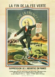 La fin de la fee verte, litográfia, amikor az abszintot betiltották Franciaországban 1915-ben