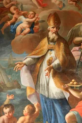 Szent Miklós myrai püspök élete. St. Nicolas de Veroce templom, Saint-Nicolas de Veroce, Franciaország