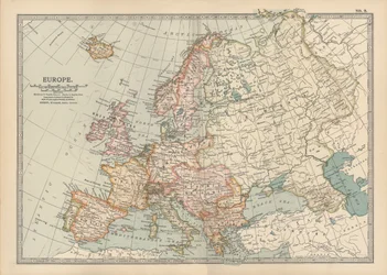 Európa térképe, 1900 körül (metszet)