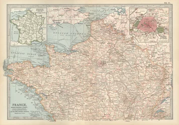 Franciaország térképe, 1900 körül (metszet)