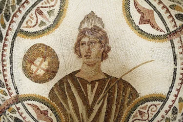 Mozaik: a kilenc múzsa egyike. Polymnia: vallásos és retorikai ének (részlet). III. Kr./Musee d