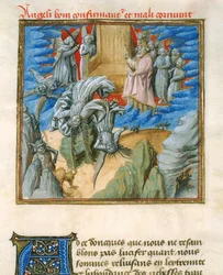 Ms 40 Lucifer bukása az „Emberi Megváltó Tükörből” (papíron)