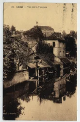 Normandia, Calvados (14), Lisieux: házak a Touques szélén – 1934-es képeslap
