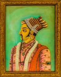 Maharajas festmények a városi palotában, Jaisalmer, egy egzotikus város a Thar-sivatagban, Jaisalmer, Rajasthan, India, Ázsia (fotó)