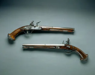 Flintlock pisztolypár, csőgyártó Lazarino Cominazzo, zárgyártó Gio Borgognone, 1690-1700 körül