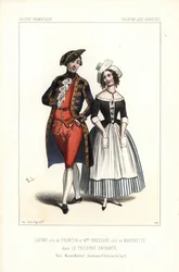 Pierre-Cheri Lafont Frontin és Madame Bressant szerepében vagy Augustine Dupont Marinette szerepében Theophile Gautier Le Tricorne Enchante című művében, Theatre des Varietes