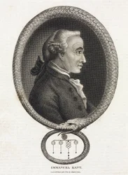 Immanuel Kant (1724-1804) filozófus portréja egy saját farkába harapó kígyó alkotta keretben