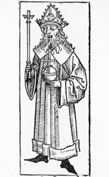 IV. luxemburgi Károly (1316-1378) német király és cseh király (Károlyként) 1346-tól 1378-ig, valamint Szent Római császár 1355-től 1378-ig, fametszet.