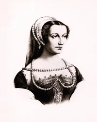 Claude de France (1490-1524) francia királyné portréja, metszet, kk.
