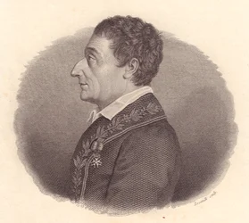 Joseph-Louis Lagrange olasz matematikus és csillagász vagy Giuseppe Lodovico Lagrangia (1736-1813) portréja, Locatelli rézmetsze az éremből