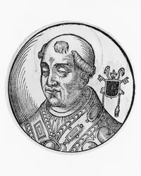 Szent Agatho (575-681), a katolikus egyház 79. pápájának portréja 678-ból, metszet