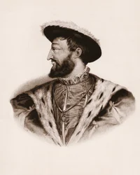 I. Frigyes francia király portréja (1494-1547) 19. századi metszet